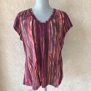 Liz Claiborne V-Neck Short Sleeve Tee Shirt PXL